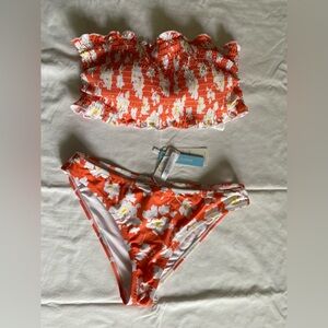 NWT Cupshe Coral Floral Bikini Set